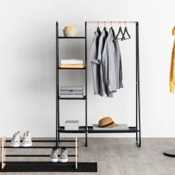 5five Portant à vêtements avec 4 étagères, Noir