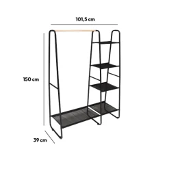 5five Portant à vêtements avec 4 étagères, Noir