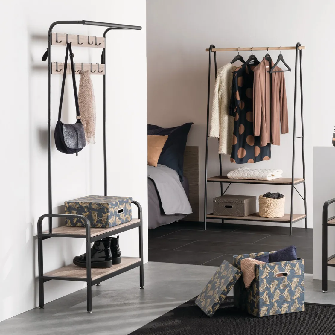 5five Portant à vêtements avec étagères, Noir