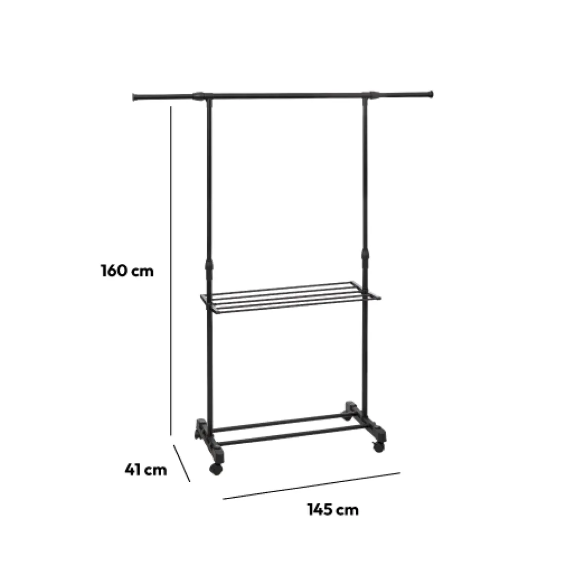 5five Portant à vêtements avec étendoir à roulettes
