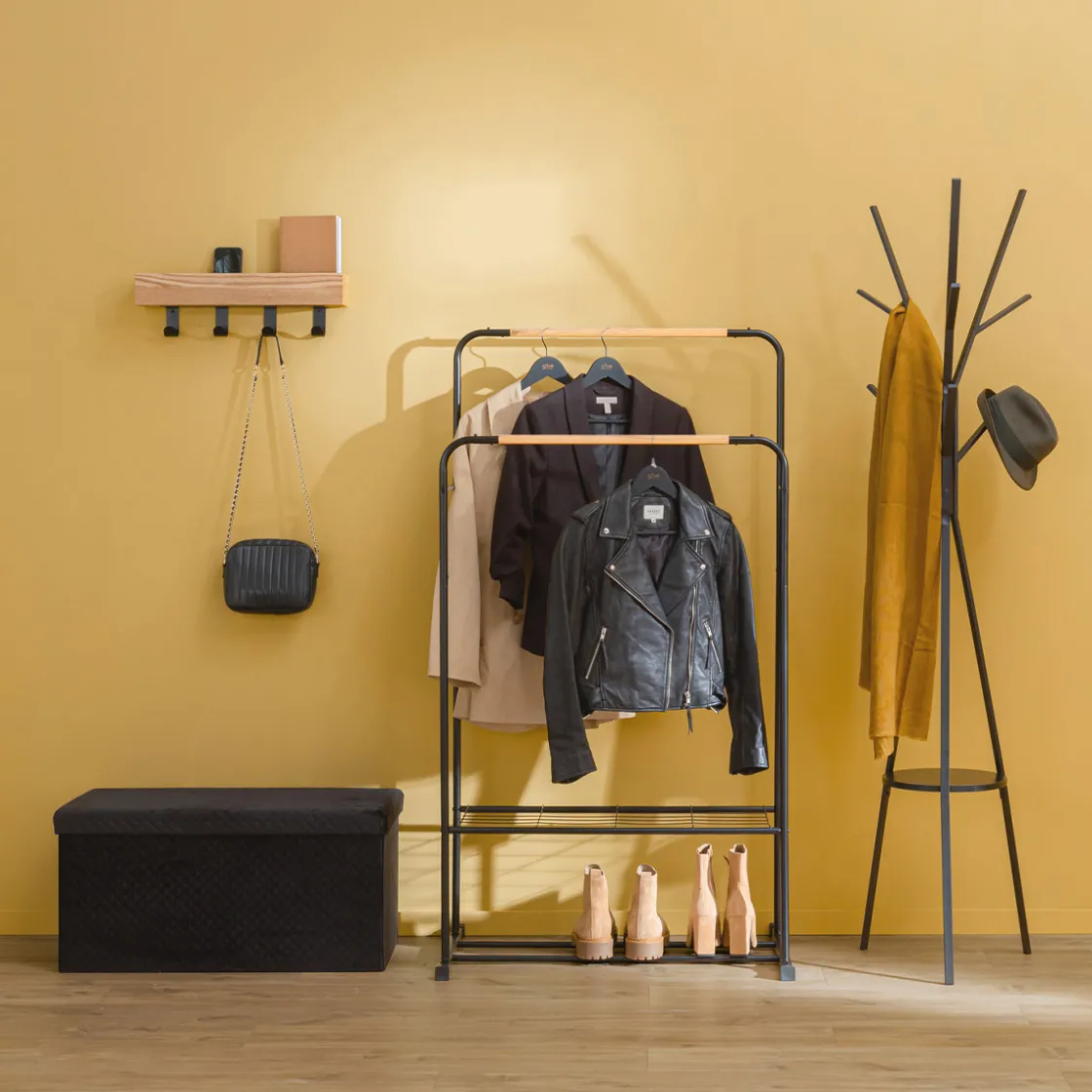 5five Portant à vêtements double, Noir