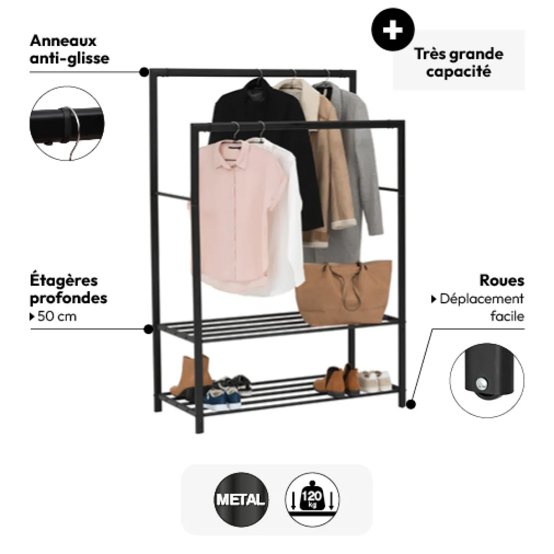 5five Portant à vêtements 170x117cm