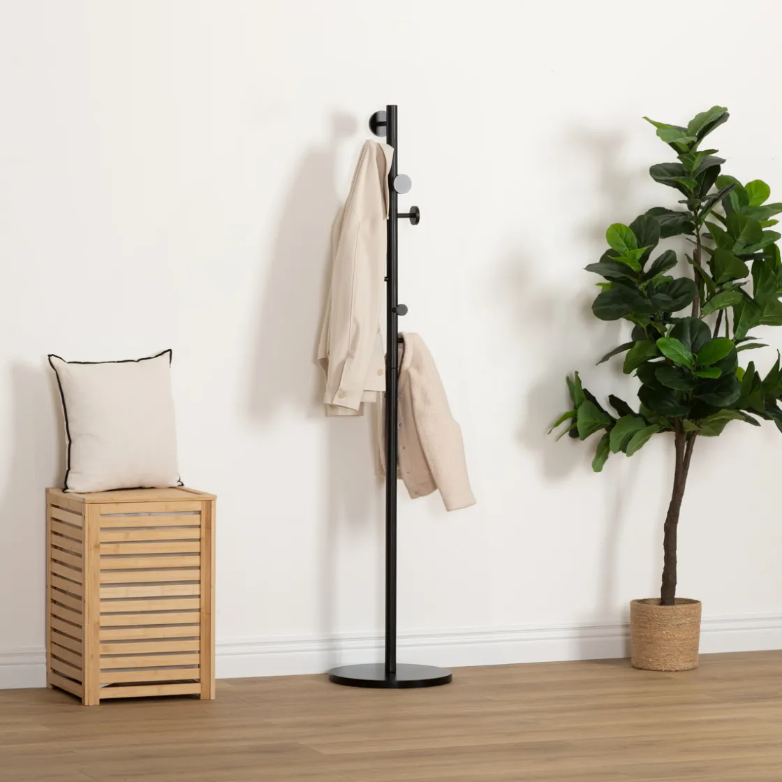 5five Porte manteau 8 crochets bois, Noir