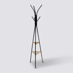 5five Porte manteau 6 crochets métal/bois, Noir