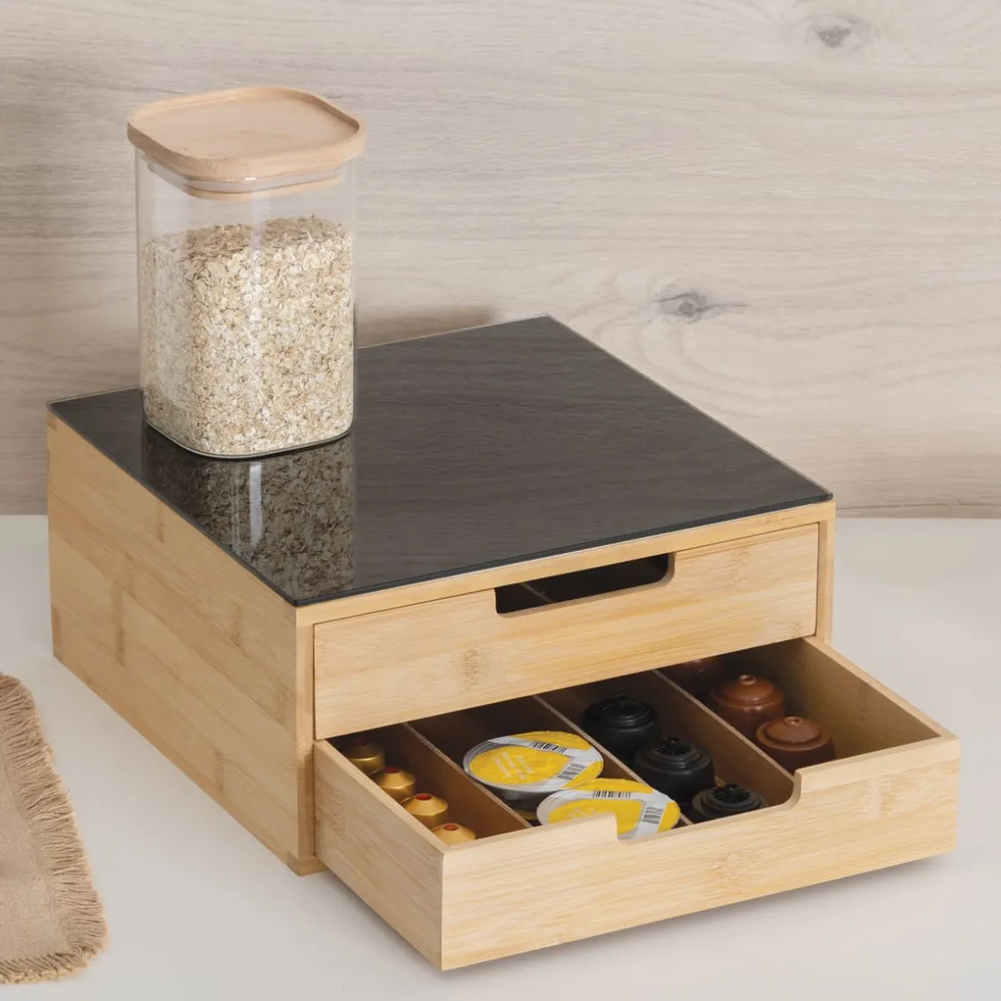 5five Porte-capsules 2 tiroirs, Beige