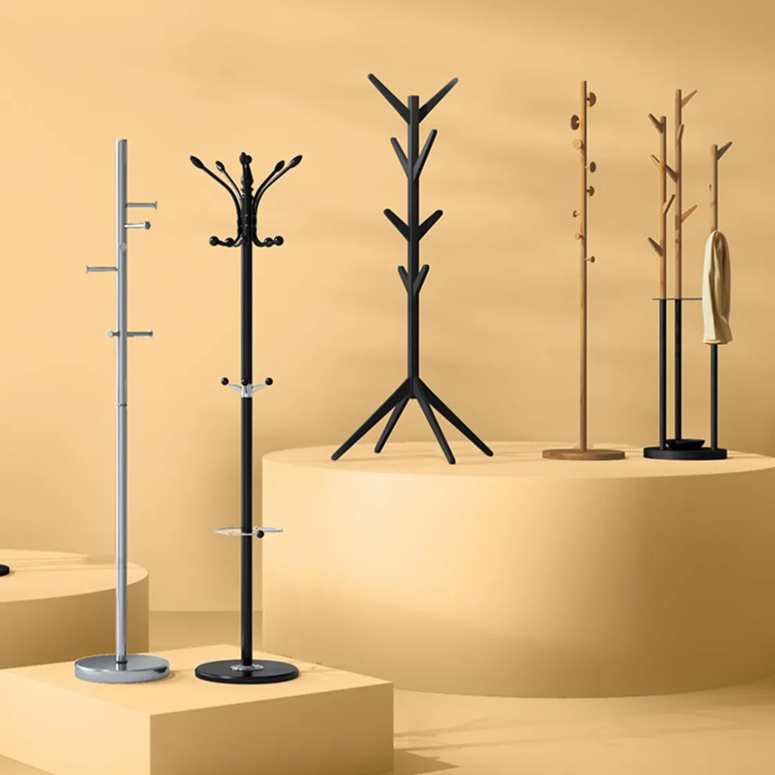 5five Porte-manteaux 8 crochets bois, Noir