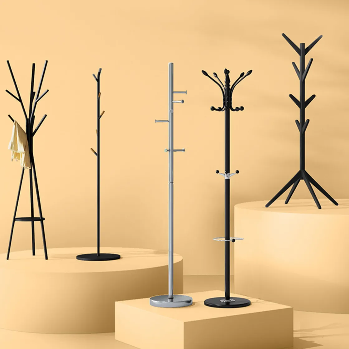 5five Porte-manteaux 6 crochets métal, Noir