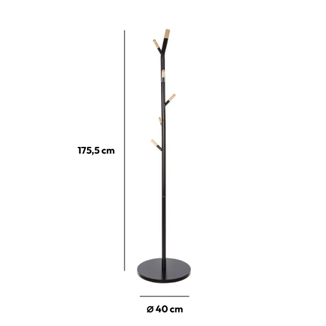 5five Porte-manteaux 6 crochets métal, Noir