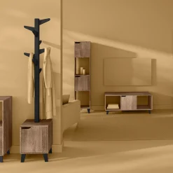 5five Porte-manteaux effet chêne naturel, Noir