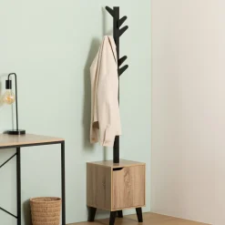 5five Porte-manteaux effet chêne naturel, Noir