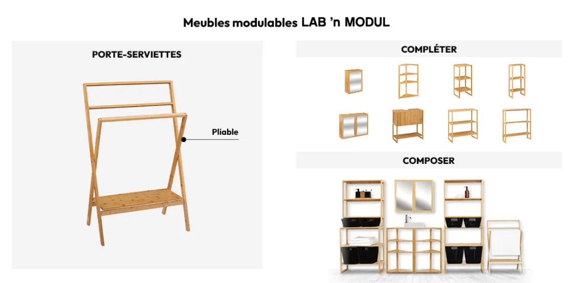 5five Porte-serviettes 1 étagère, Bambou