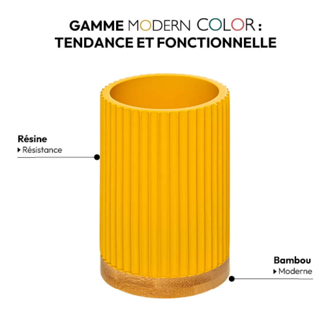 5five Pot à brosses à dents, Jaune moutarde