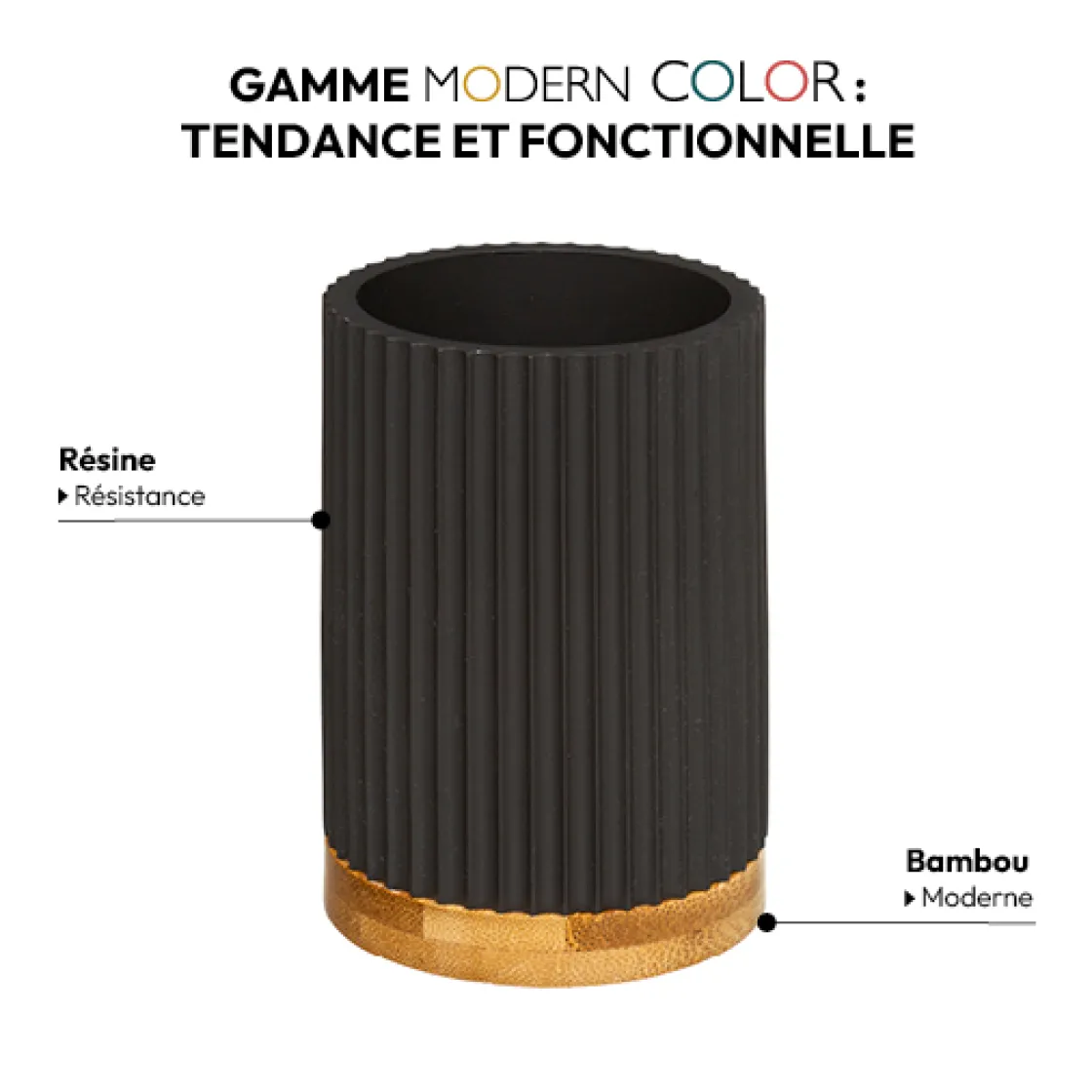 5five Pot à brosses à dents, Noir