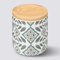 5five Pot à cotons, Blanc et vert