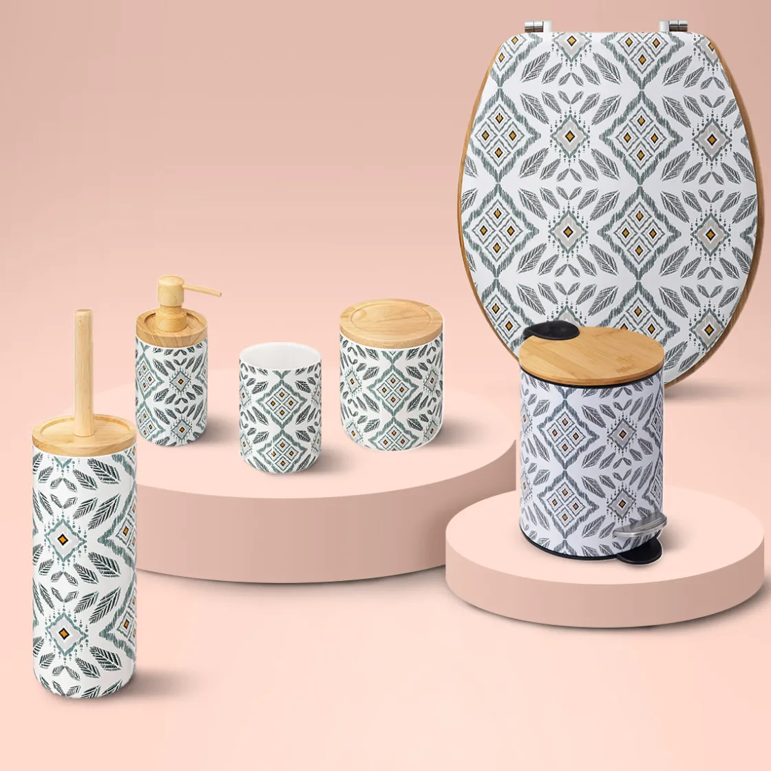 5five Pot à cotons, Blanc et vert