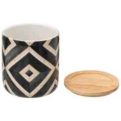 5five Pot à cotons, Noir et beige