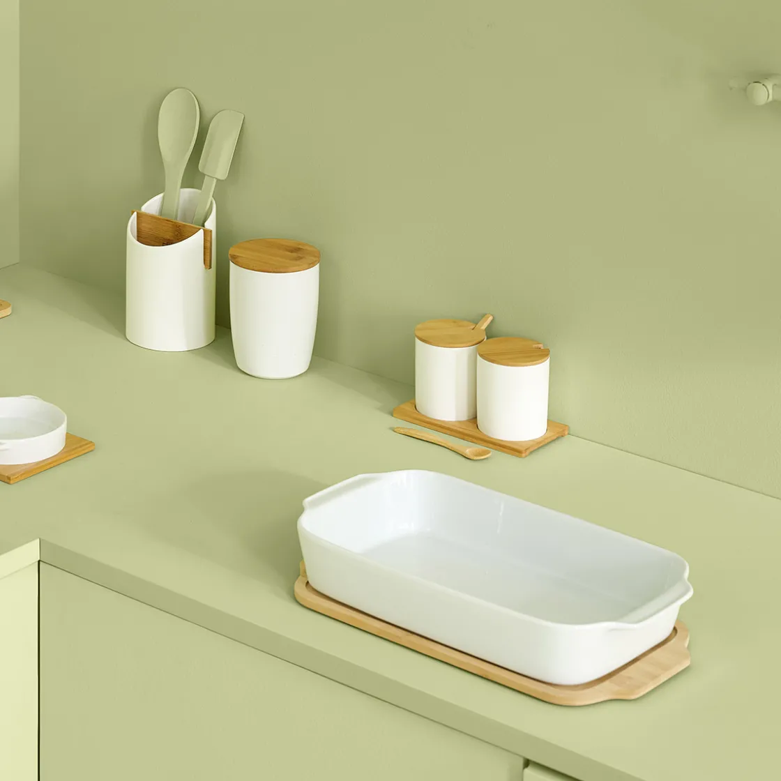 5five Pot à ustensiles 2 compartiments, Blanc