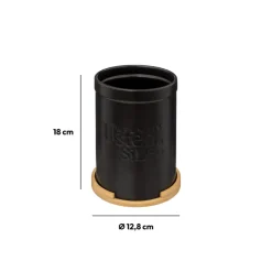 5five Pot à ustensiles couvercle bambou, Céramique noir