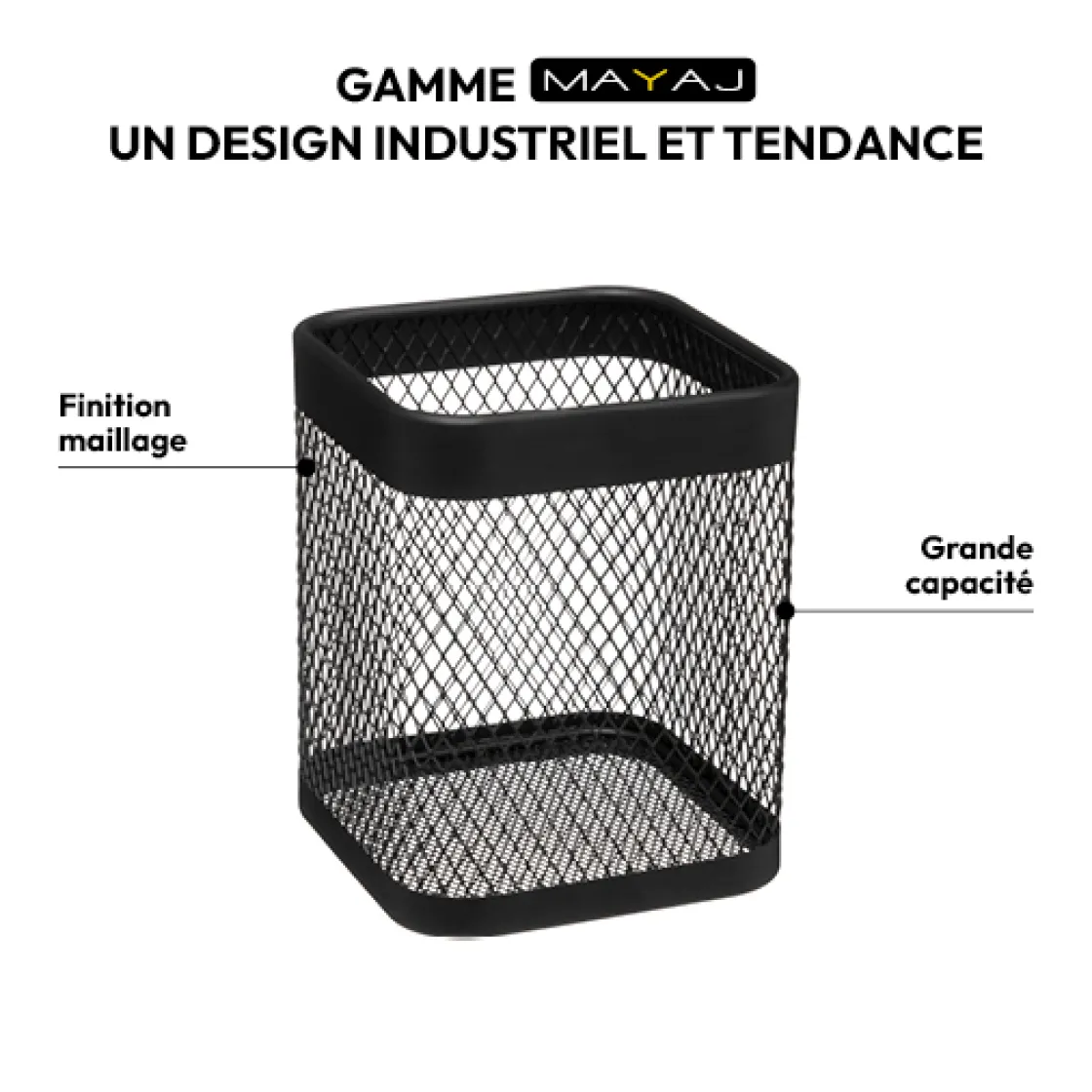 5five Pot à ustensiles métal, Noir