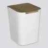 5five Poubelle à couvercle bambou 5L, Blanc