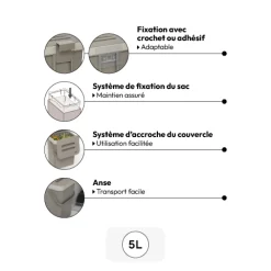 5five Poubelle compost plastique 5L, Taupe