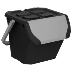 5five Poubelle de tri plastique 24L, Noir