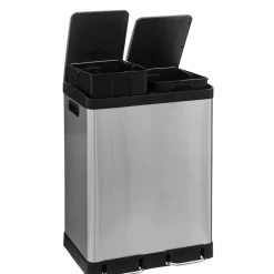 5five Poubelle de tri sélectif à pédales métal 2x30L, Inox