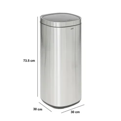 5five Poubelle métal 50L avec ouverture pression, Gris