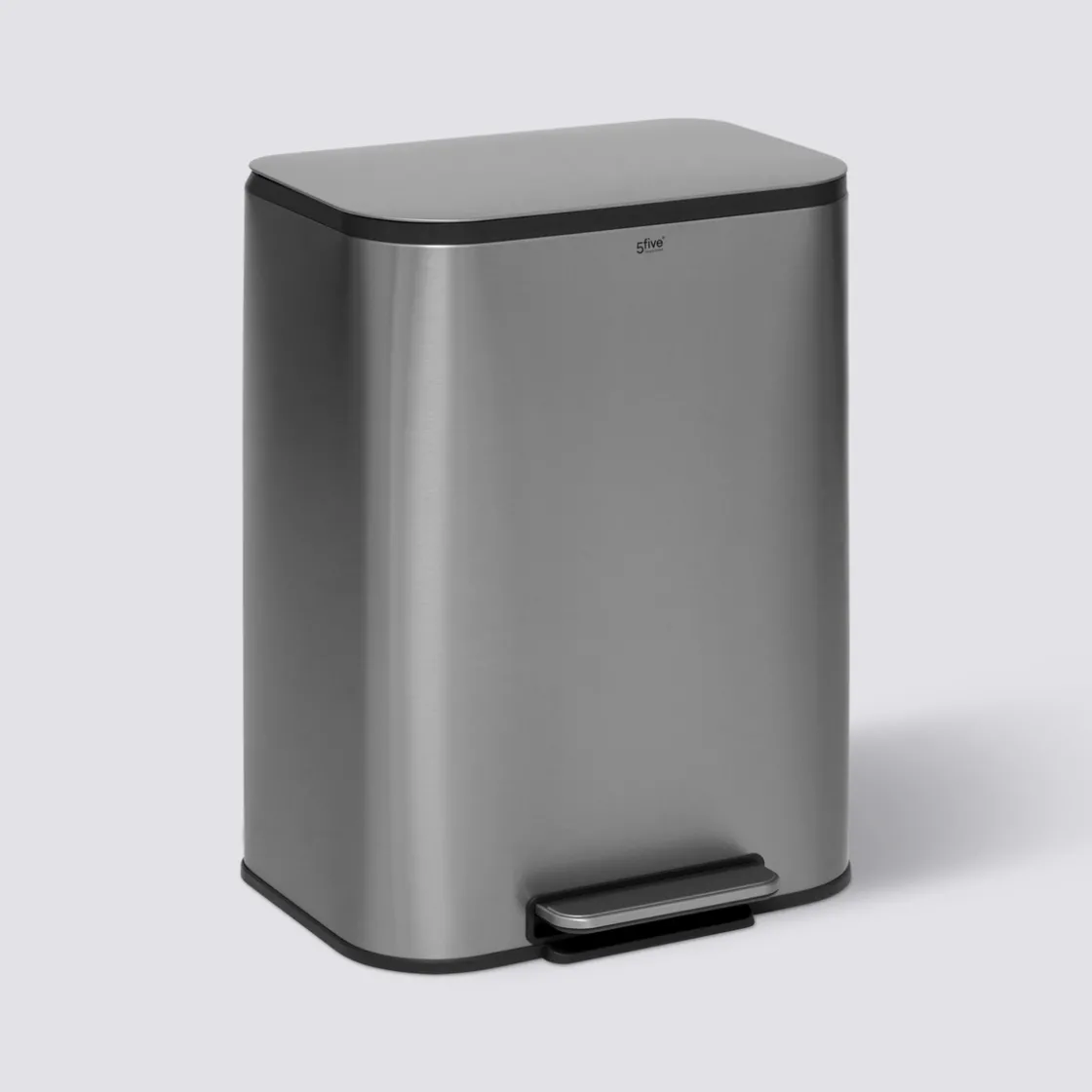 5five Poubelle métal 50L, Inox finition mat