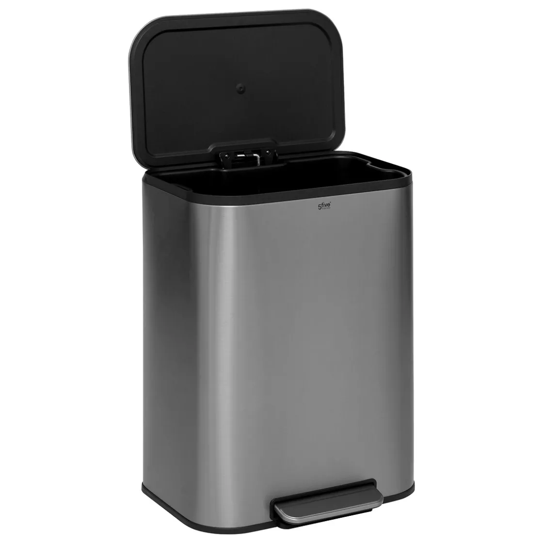 5five Poubelle métal 50L, Inox finition mat