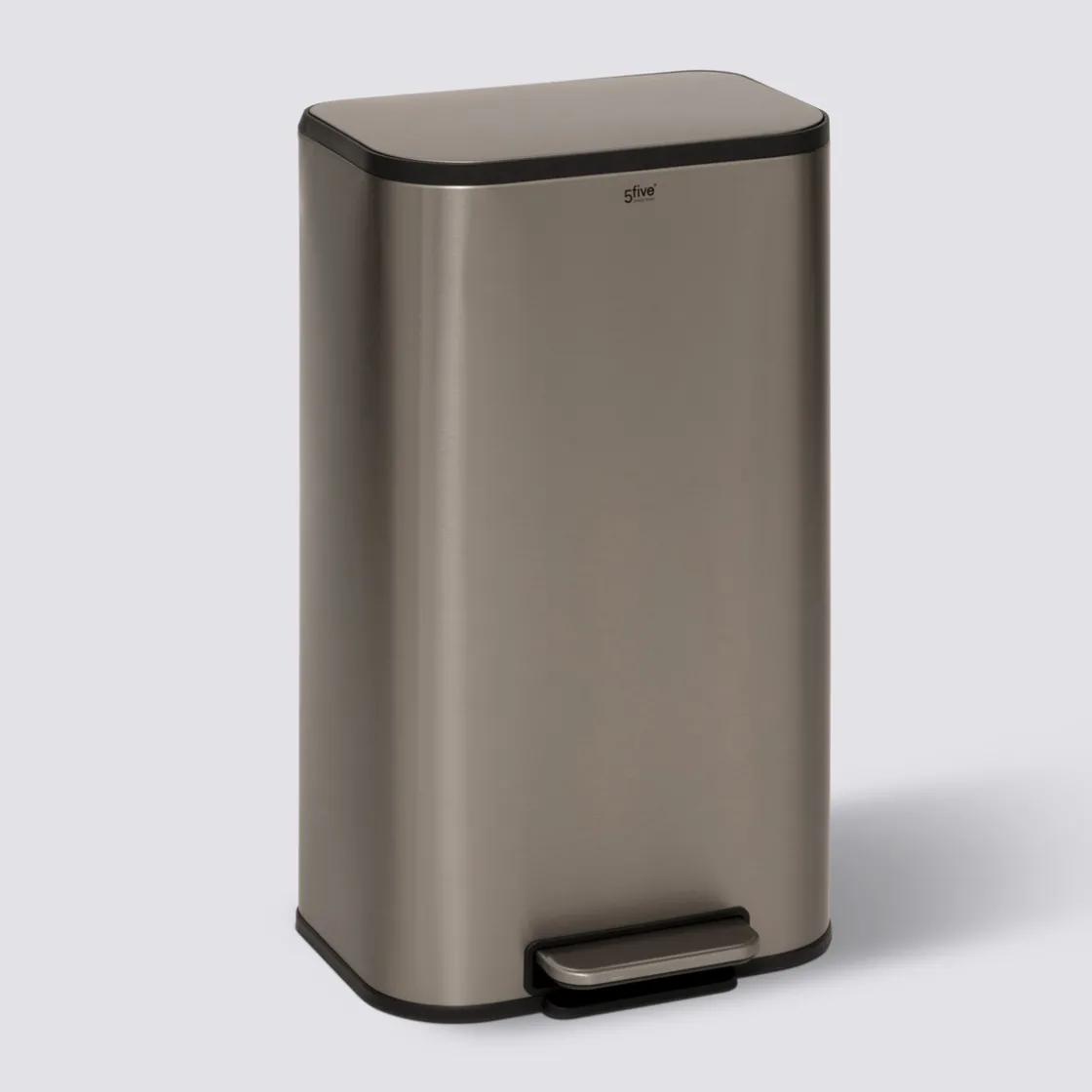 5five Poubelle métal 30L, Inox finition mat