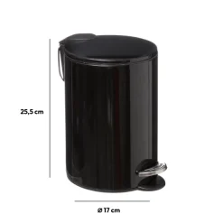 5five Poubelle métal Soft Close 3L, Noir