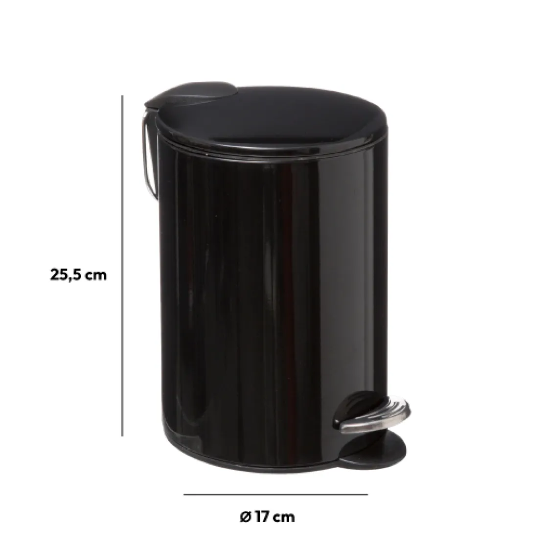 5five Poubelle métal Soft Close 3L, Noir