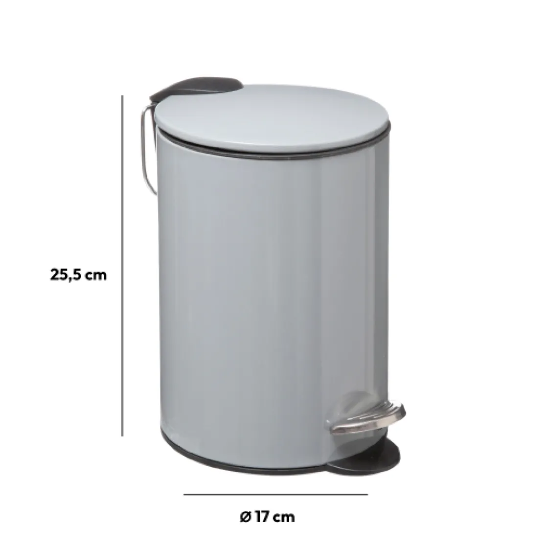 5five Poubelle métal Soft Close 3L, Gris