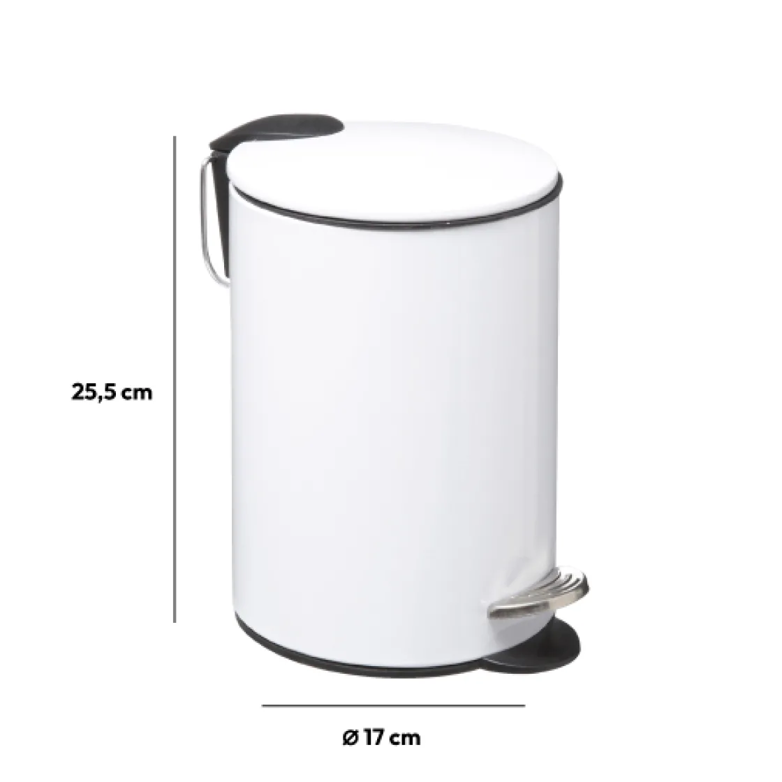 5five Poubelle métal Soft Close 3L, Blanc