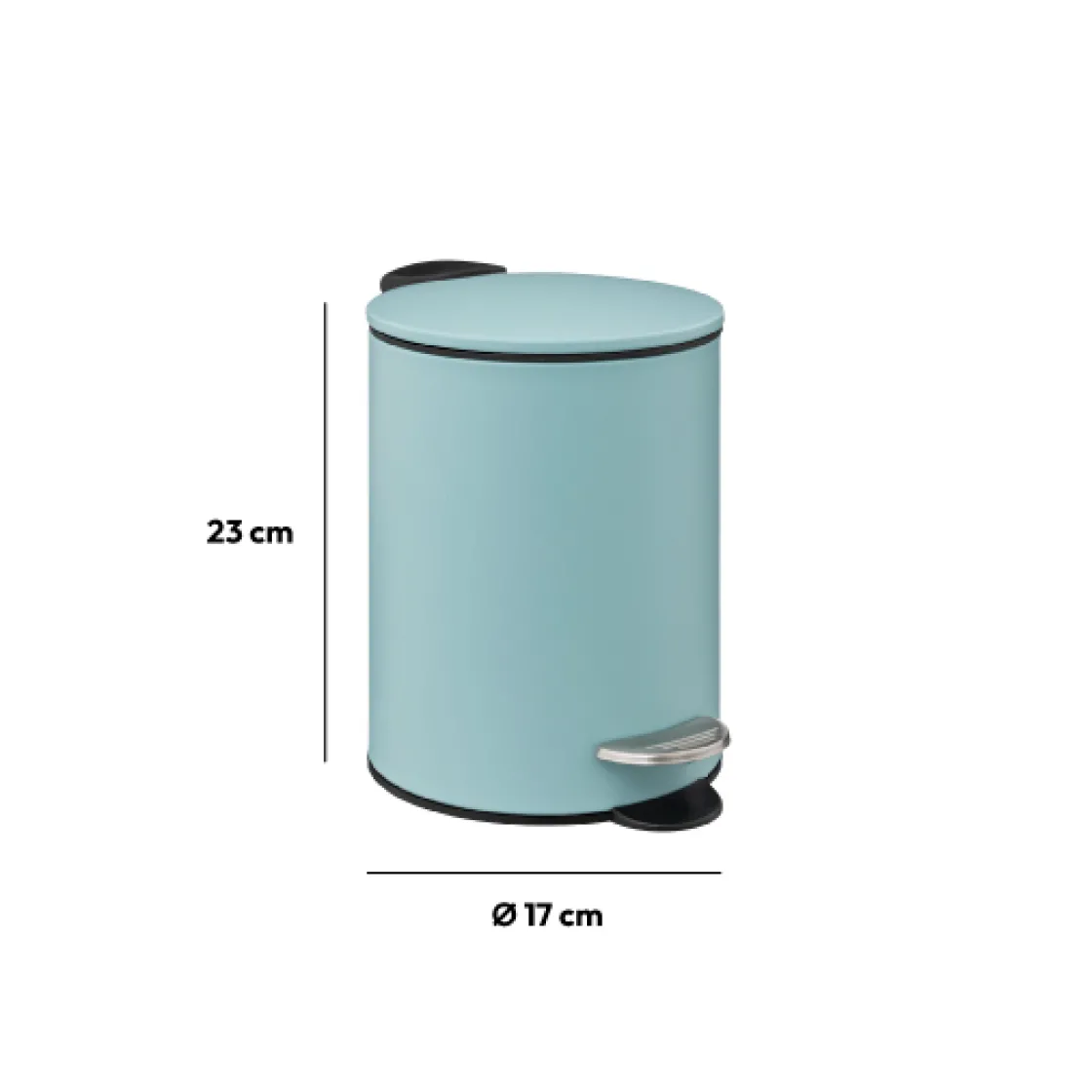 5five Poubelle métal Soft Close 3L, Bleu artic