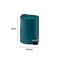 5five Poubelle métal Soft Close 3L, Bleu pétrole