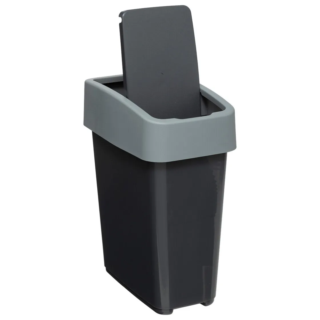 5five Poubelle plastique 2 ouvertures 10L, Gris