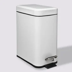 5five Poubelle rect soft close inox 5l, Blanc