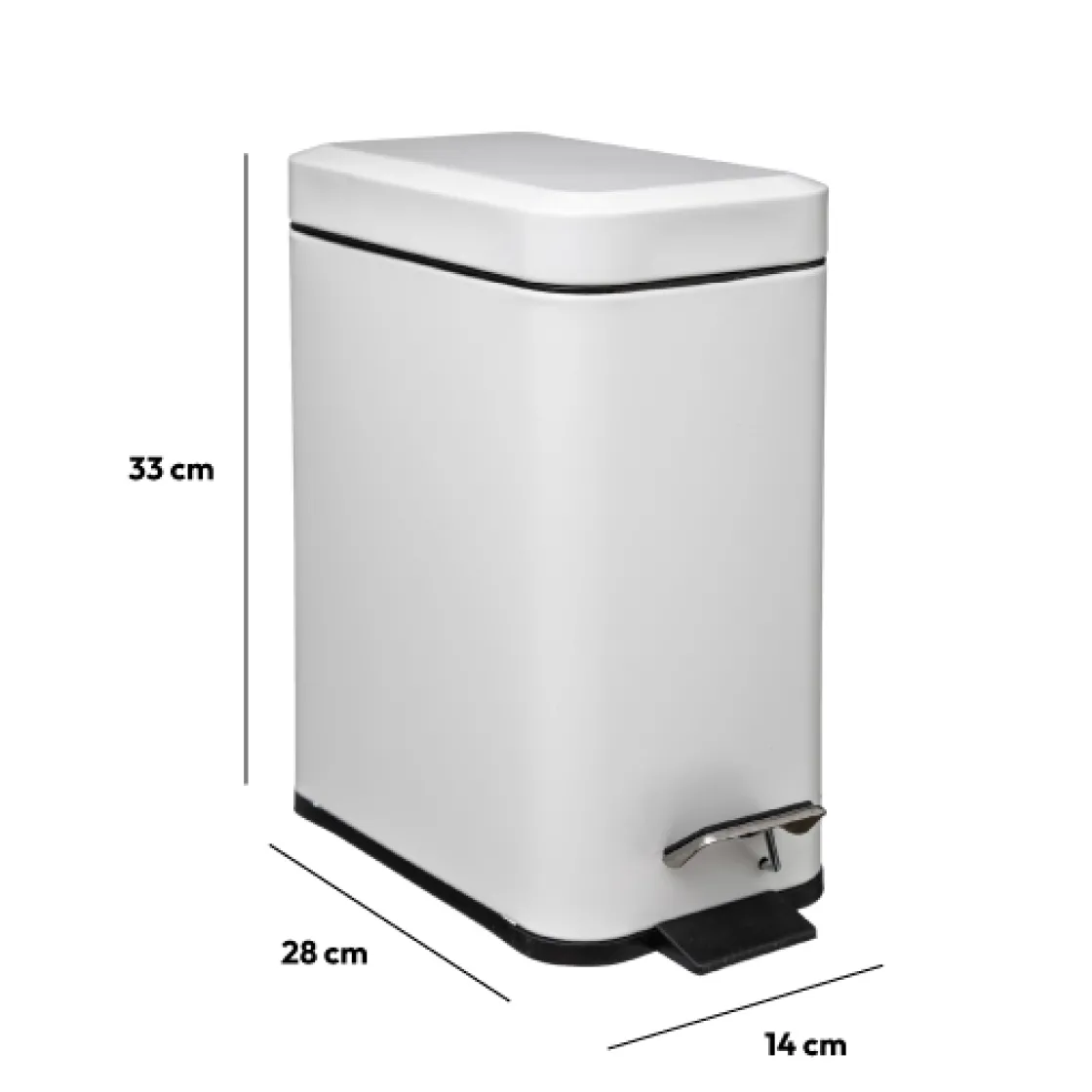 5five Poubelle rect soft close inox 5l, Blanc