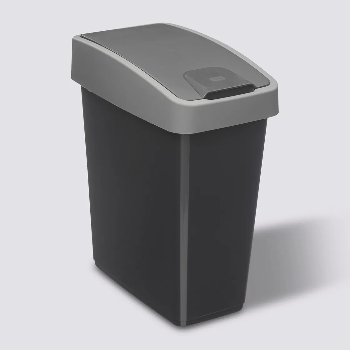 5five Poubelle rectangulaire à 2 ouvertures plastique 45L, Gris