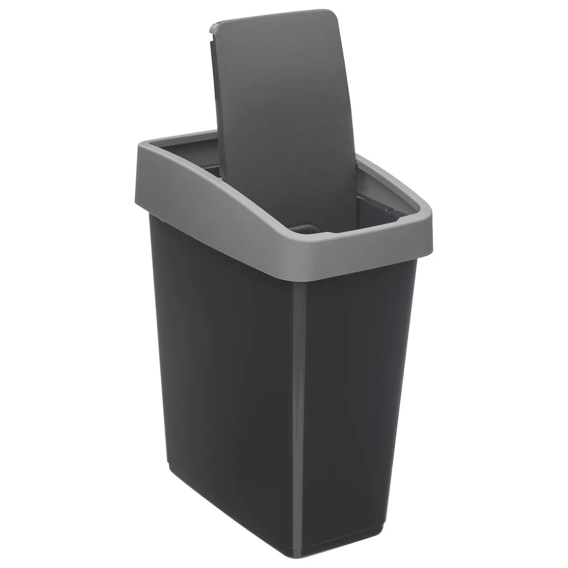 5five Poubelle rectangulaire à 2 ouvertures plastique 45L, Gris