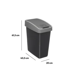 5five Poubelle rectangulaire à 2 ouvertures plastique 45L, Gris