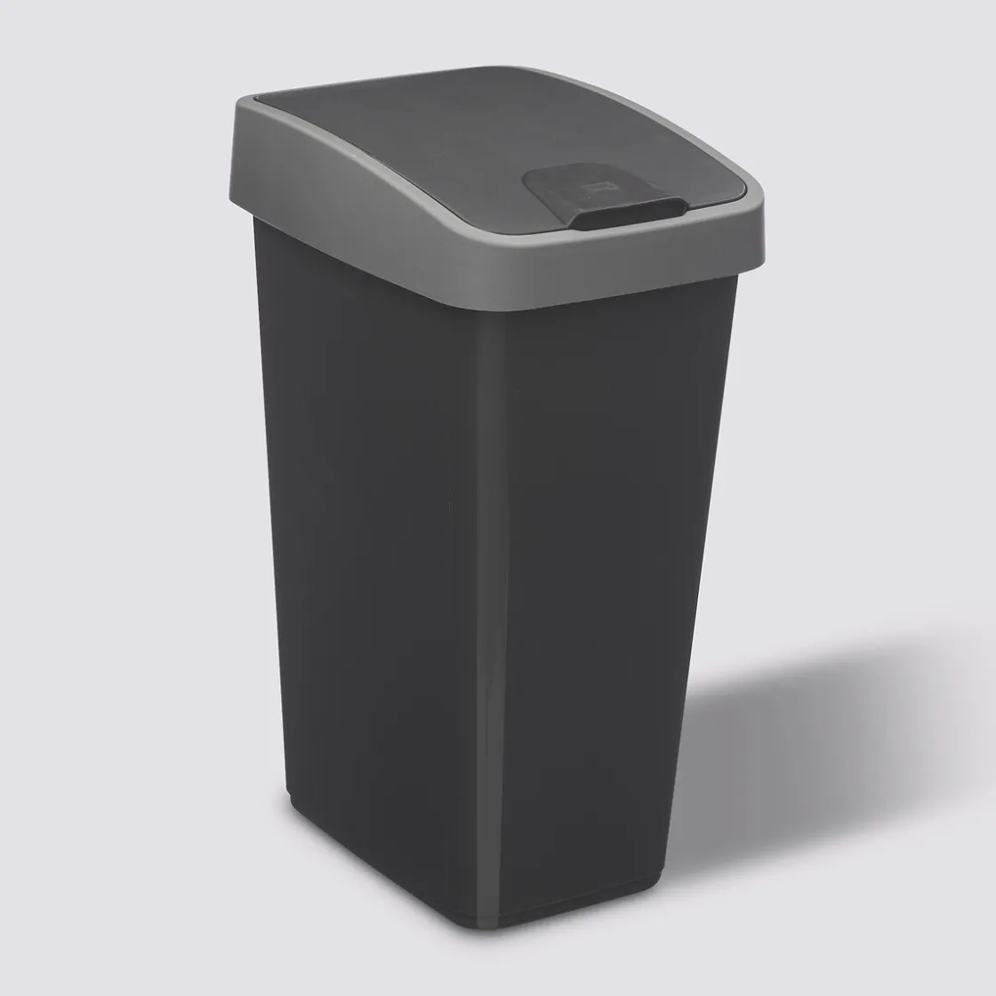 5five Poubelle rectangulaire à 2 ouvertures plastique 25L, Gris