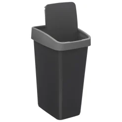5five Poubelle rectangulaire à 2 ouvertures plastique 25L, Gris