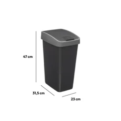 5five Poubelle rectangulaire à 2 ouvertures plastique 25L, Gris