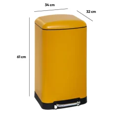 5five Poubelle rectangulaire à pédale métal 30L, Jaune
