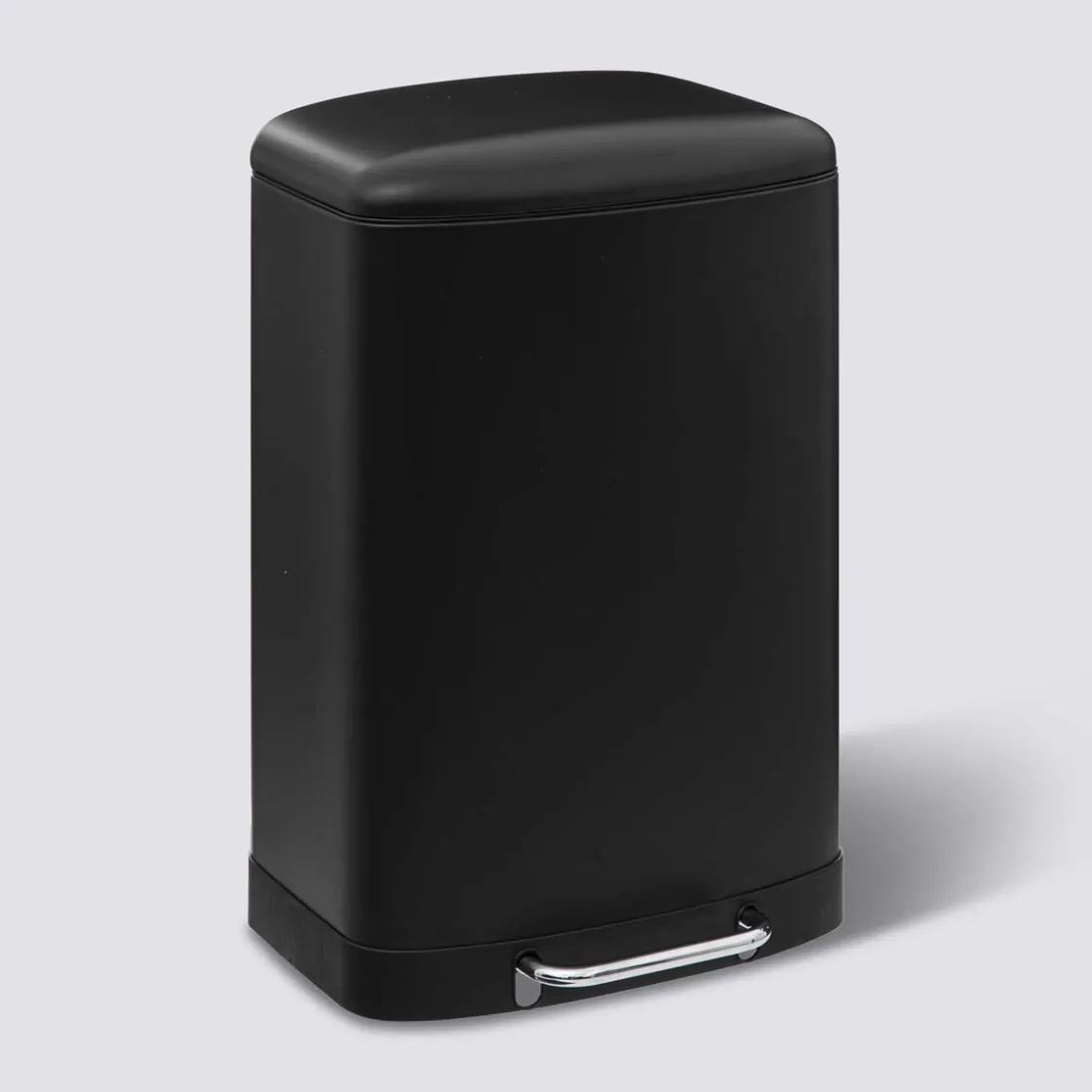 5five Poubelle rectangulaire à pédale métal 50L, Noir