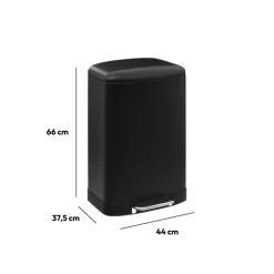 5five Poubelle rectangulaire à pédale métal 50L, Noir