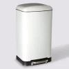 5five Poubelle rectangulaire à pédale métal 30L, Blanc